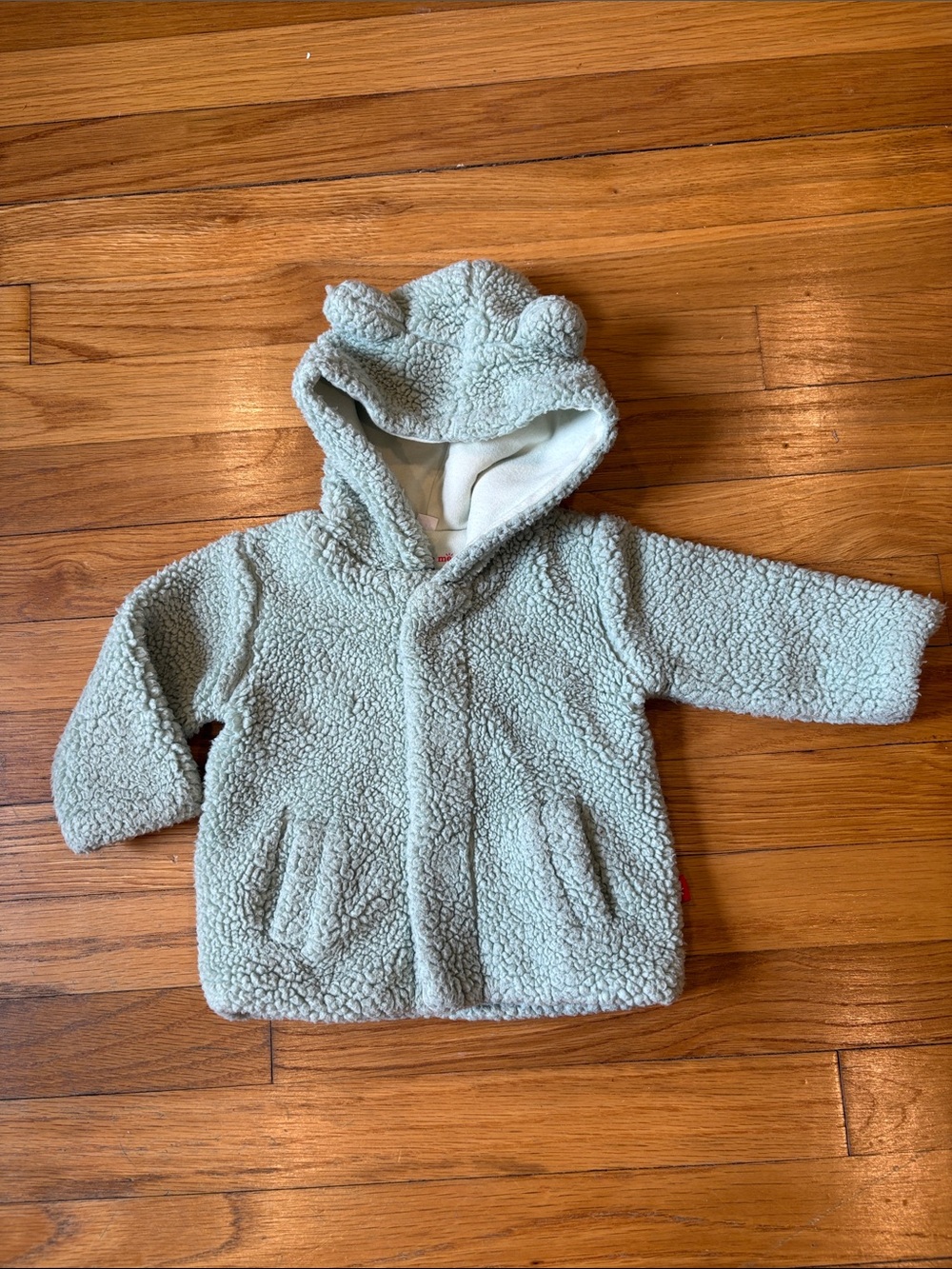 Magnetic Me Light Mint Green Sherpa Baby Jacket with Hood